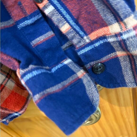 Gap untucked size 2XL orange and cobalt flannel shirt - Picture 3 of 9